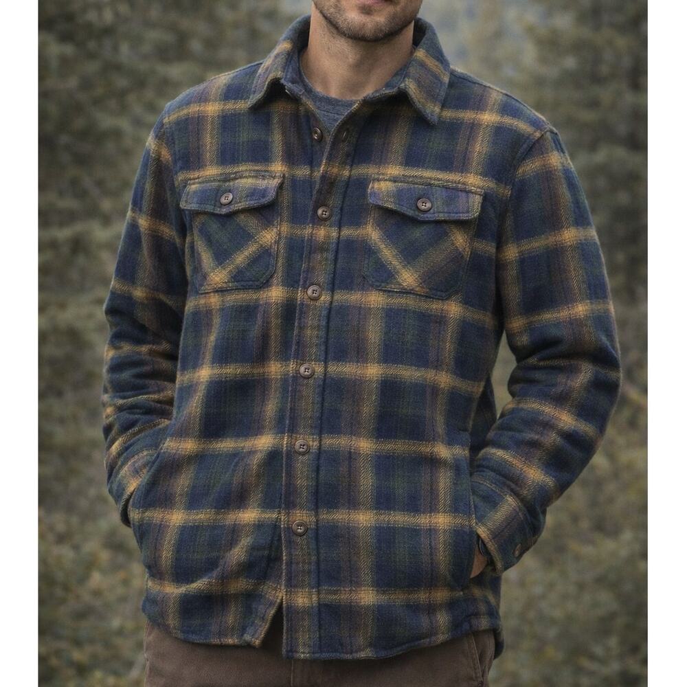 Orvis Cabin core Plaid Flannel Shirt Jacket M Heavyweight Button Up Shacket Fall